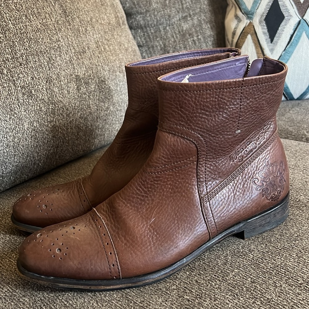 Blackstone‎ Leather Side Zip Brown Ankle Boots Size EU42 US 10.5 EUC 
 42